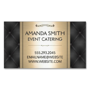 Metaalgoud   Achtergrond leder Magnetisch Visitekaartje