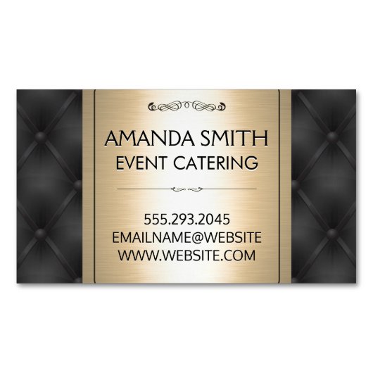 Metaalgoud | Achtergrond leder Magnetisch Visitekaartje (Voorkant)