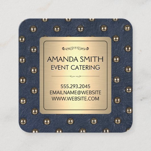 Metaalgoud | Achtergrond leder Vierkante Visitekaartje (Voorkant)