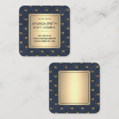 Metaalgoud | Achtergrond leder Vierkante Visitekaartje (Voorkant / Achterkant)