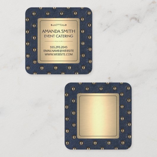 Metaalgoud | Achtergrond leder Vierkante Visitekaartje (Voorkant / Achterkant)