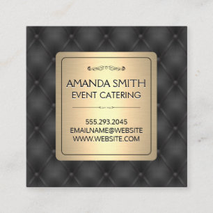 Metaalgoud   Achtergrond leder Vierkante Visitekaartje