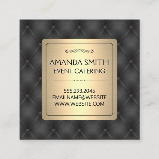 Metaalgoud | Achtergrond leder Vierkante Visitekaartje (Voorkant)