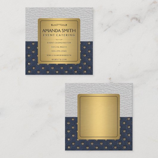 Metaalgoud | Achtergrond leder Vierkante Visitekaartje (Voorkant / Achterkant)