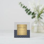 Metaalgoud | Achtergrond leder Vierkante Visitekaartje (Staand voorkant)