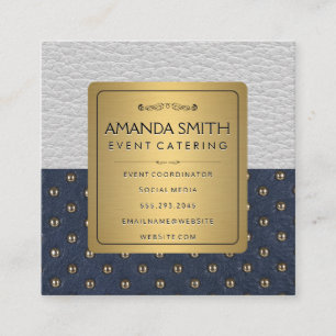 Metaalgoud   Achtergrond leder Vierkante Visitekaartje