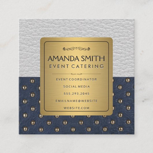Metaalgoud | Achtergrond leder Vierkante Visitekaartje (Voorkant)