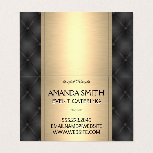 Metaalgoud | Achtergrond leder Visitekaartje (Buitenkant ongevouwen)