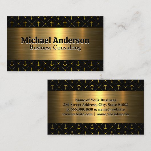 Metaalgoud | Ankerpatroon Visitekaartje (Voorkant / Achterkant)