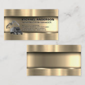 Metaalgoud | Bouw Vrachtwagen en huis Visitekaartje (Voorkant / Achterkant)