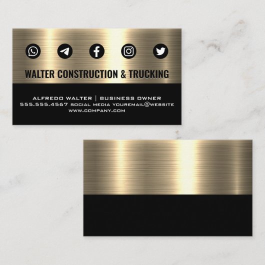 Metaalgoud | Contactpictogrammen Visitekaartje (Voorkant / Achterkant)