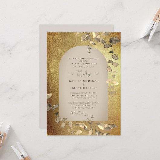 Metaalgoud- en beige Geometrische olievloeistochte Kaart (Voorkant / Achterkant in situ)