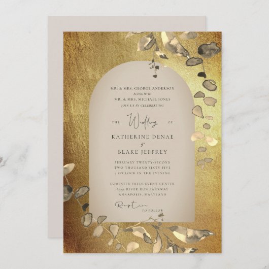 Metaalgoud- en beige Geometrische olievloeistochte Kaart (Voorkant / Achterkant)