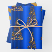 Metaalgoud en blauw kerstfeest inpakpapier vel (In situ)