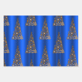 Metaalgoud en blauw kerstfeest inpakpapier vel (Voorkant)