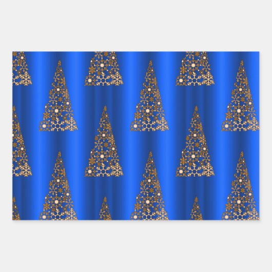 Metaalgoud en blauw kerstfeest inpakpapier vel (Voorkant)