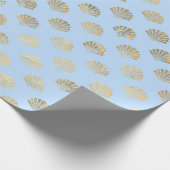 Metaalgoud en blauw onder de Zee Ocean Shell Cadeaupapier (Hoek)