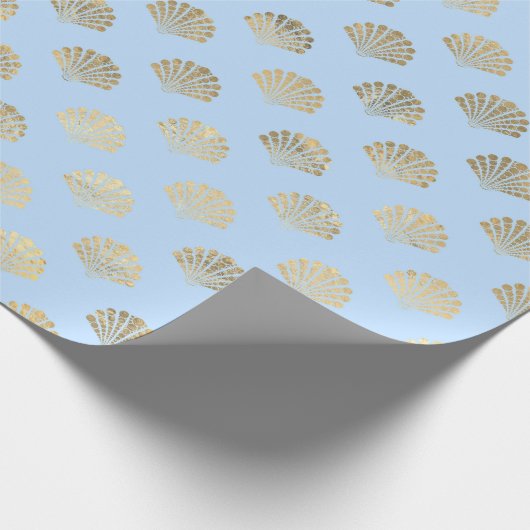 Metaalgoud en blauw onder de Zee Ocean Shell Cadeaupapier (Hoek)