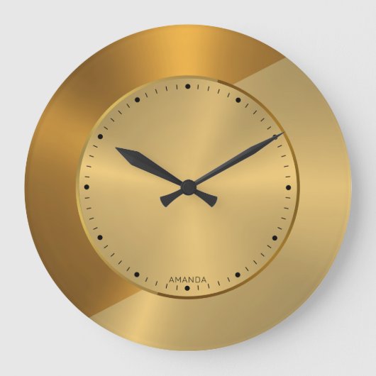 Metaalgoud en geometrisch ontwerp koper 2 grote klok (Voorkant)