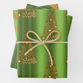 Metaalgoud en groene kerst inpakpapier vel (In situ)