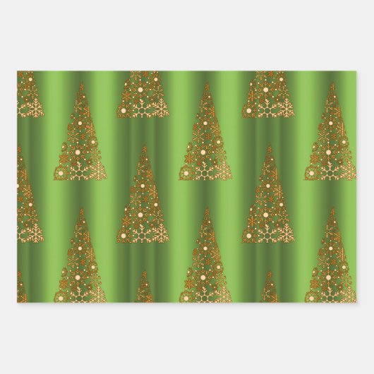 Metaalgoud en groene kerst inpakpapier vel (Voorkant)