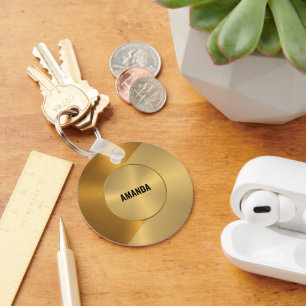 Metaalgoud- en kopergeometrische vormgeving sleutelhanger