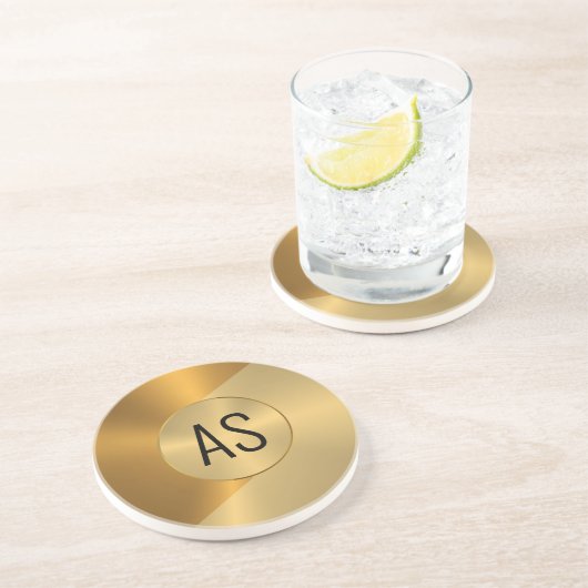 Metaalgoud- en kopergeometrische vormgeving zandsteen onderzetter (Zijkant)