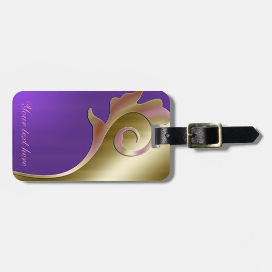 Metaalgoud en Paars bagagelabel (Voorkant horizontaal)