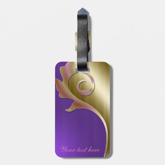 Metaalgoud en Paars bagagelabel (Achterkant verticaal)