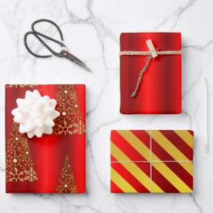 Metaalgoud en rode kerst inpakpapier vel