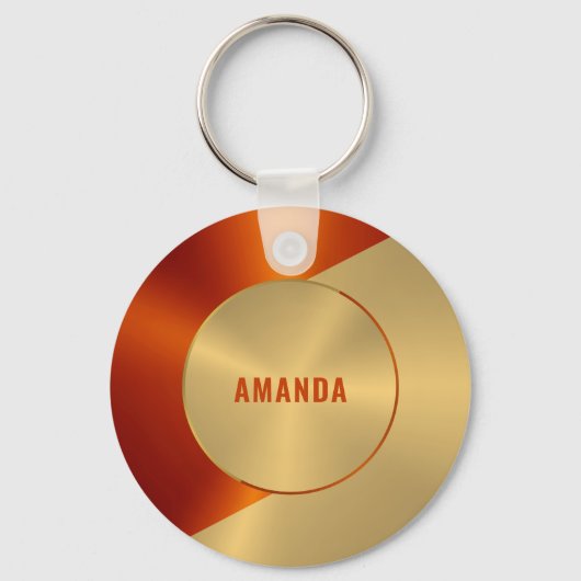 Metaalgoud en rood geometrisch ontwerp sleutelhanger (Voorkant)