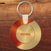 Metaalgoud en rood geometrisch ontwerp sleutelhanger (Achterkant)