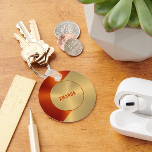 Metaalgoud en rood geometrisch ontwerp sleutelhanger (Bureau)