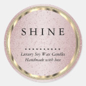 Metaalgoud en Roos Glitter Ronde Sticker (Voorkant)