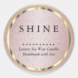 Metaalgoud en Roos Glitter Ronde Sticker