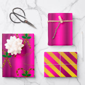 Metaalgoud en roze kerstmis inpakpapier vel