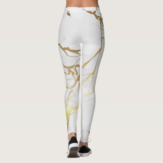 Metaalgoud en wit gemarmerd leggings (Achterkant)