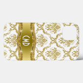 Metaalgoud en witte Floral Damaskers Case-Mate iPhone Case (Achterkant (horizontaal))