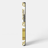 Metaalgoud en witte Floral Damaskers iPhone Hoesje (Linkerkant)