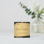 Metaalgoud en zwart | Salon Stylist Vierkante Visitekaartje (Staand voorkant)