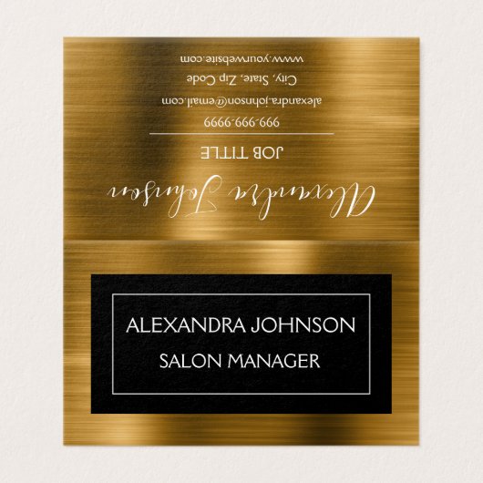 Metaalgoud en zwarte Folie Modern en elegant Visitekaartje (Buitenkant ongevouwen)