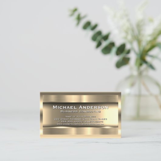 Metaalgoud geborsteld | Goudgrens Visitekaartje (Staand voorkant)