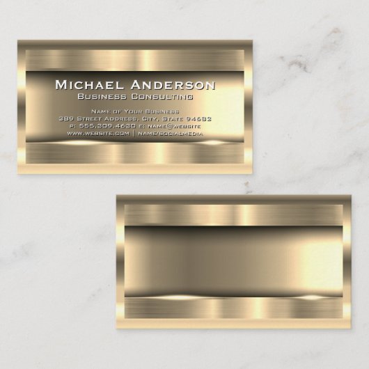 Metaalgoud geborsteld | Goudgrens Visitekaartje (Voorkant / Achterkant)