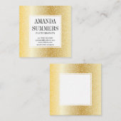 Metaalgoud | Geometrisch cirkelpatroon Vierkante Visitekaartje (Voorkant / Achterkant)