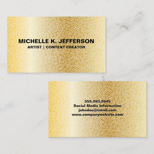 Metaalgoud | Geometrisch patroon Visitekaartje (Voorkant / Achterkant)