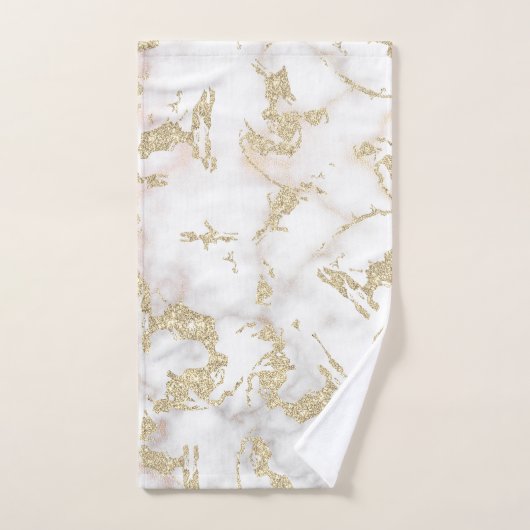 Metaalgoud glitter & gem encrusted wit marmer bad handdoek (Handdoek)