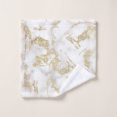 Metaalgoud glitter & gem encrusted wit marmer bad handdoek (Wasdoekje)