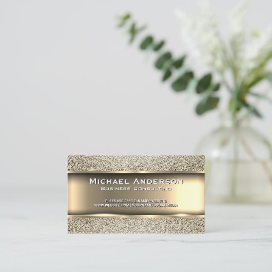 Metaalgoud | Glitter Visitekaartje (Staand voorkant)