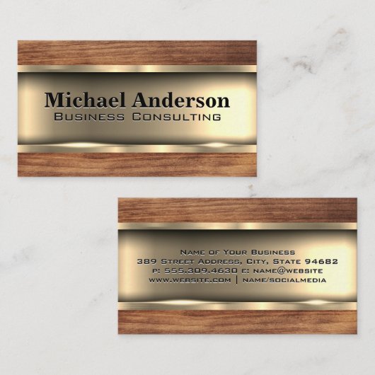 Metaalgoud | Houtsim Visitekaartje (Voorkant / Achterkant)