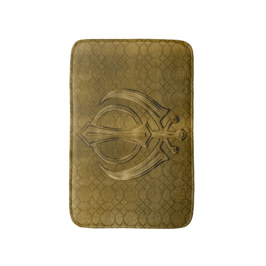 metaalgoud Khanda-symbool Badmat (Voorkant Verticaal)